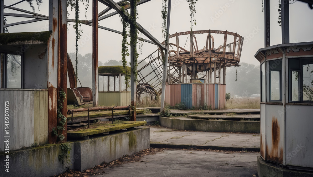 Exploring an abandoned amusement park revealing the remnants of a forgotten past Exploring an abandoned amusement park revealing the remnants of a forgotten past