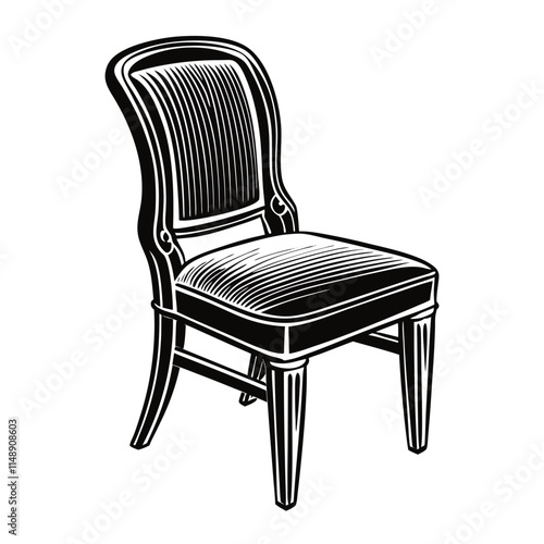 Simple Dining Chair Silhouette Vector Illustration