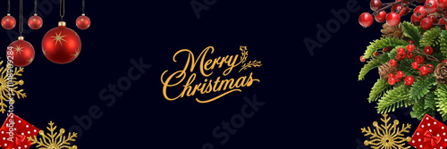 christmas background with christmas tree, christmas greeting card with christmas decoration.