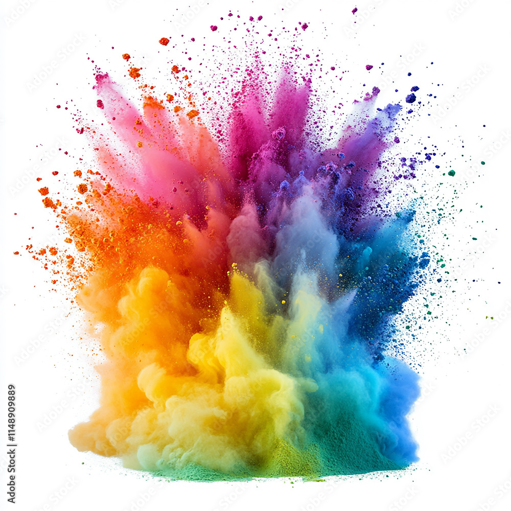 Mixed Splash of Colored Paint and Powder on a white background Mixed Splash of Colored Paint and Powder on a white background