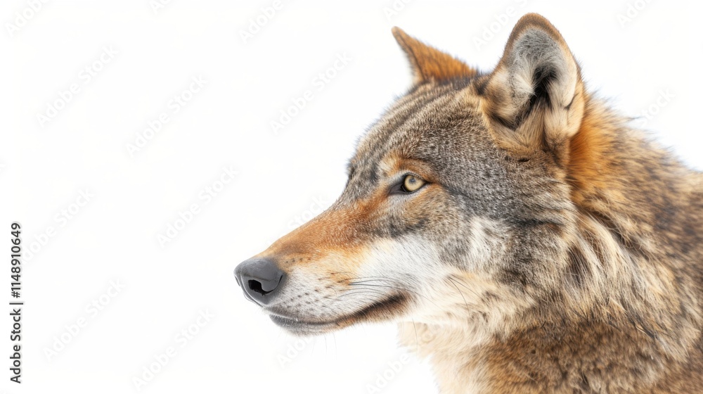 Obraz premium Close Up Portrait of a Wild Wolf on a White Background