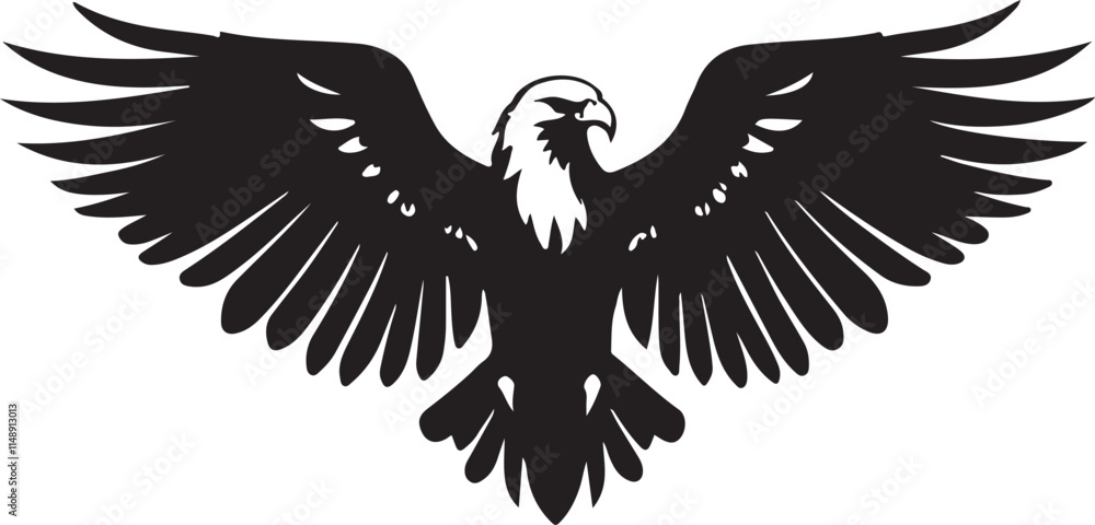 Obraz premium A black and white eagle silhouette design