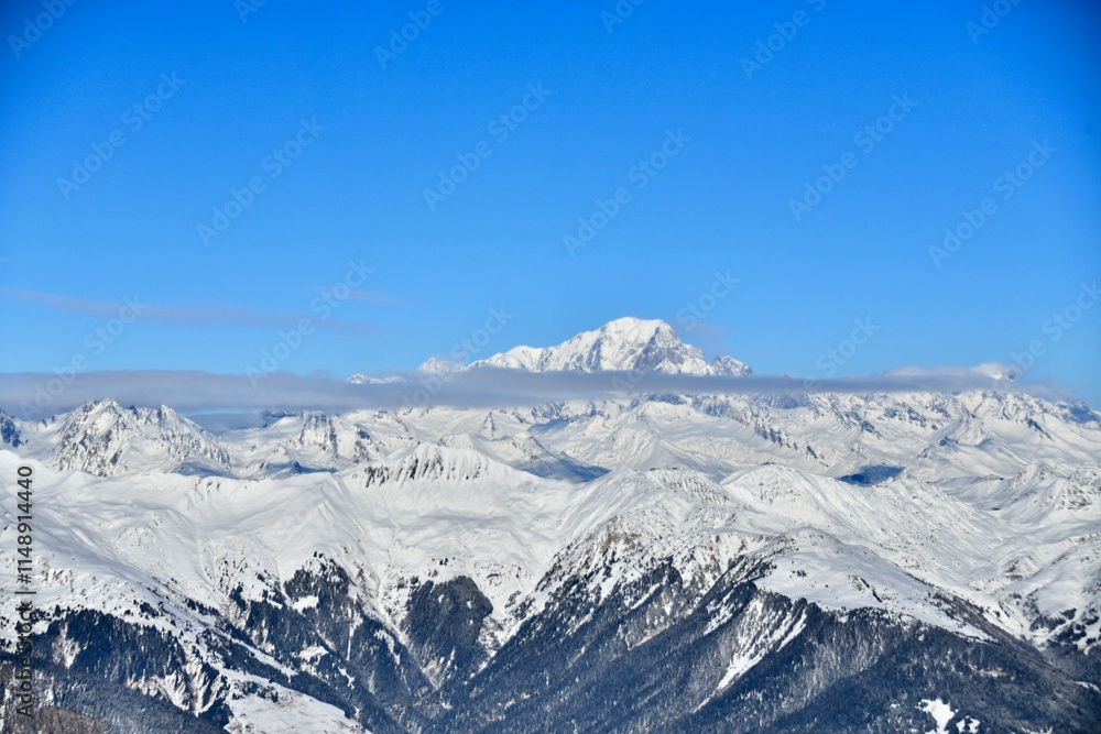 Snowcapped Mont Blanc mountain in French alps. Snowcapped Mont Blanc mountain in French alps.
