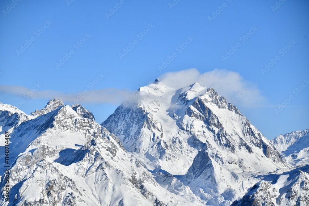 Snowcapped Mont Blanc mountain in French alps. Snowcapped Mont Blanc mountain in French alps.