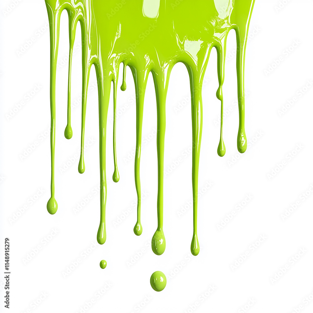 Naklejka premium Abstract Splash of Green Paint with Vibrant Arcs on a white background