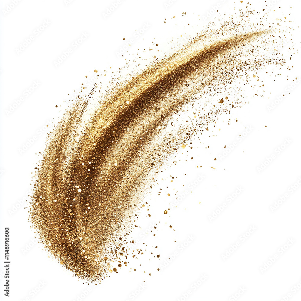 Metallic Gold Powder Burst on a White Background Metallic Gold Powder Burst on a White Background