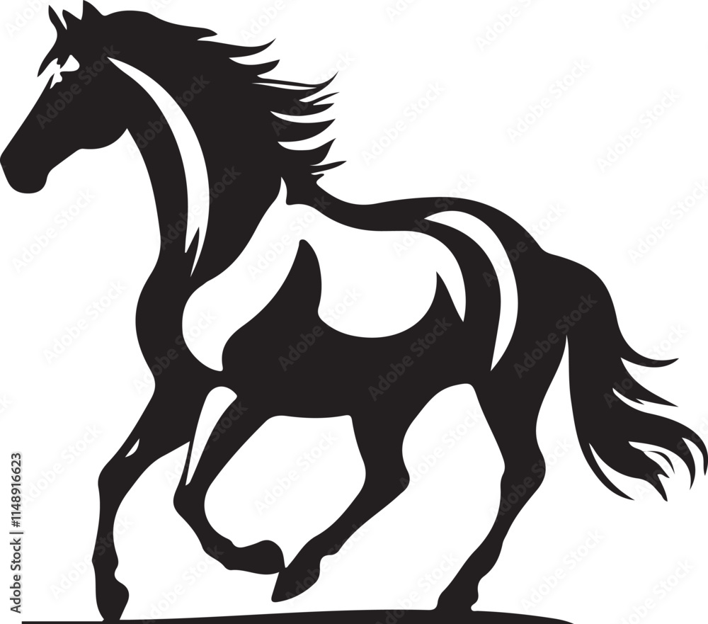 Fototapeta premium A black and white horse silhouette design