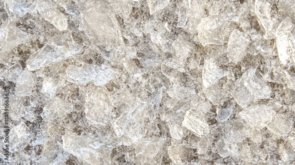 Translucent Ice Crystals Scattered On Dark Ground Translucent Ice Crystals Scattered On Dark Ground