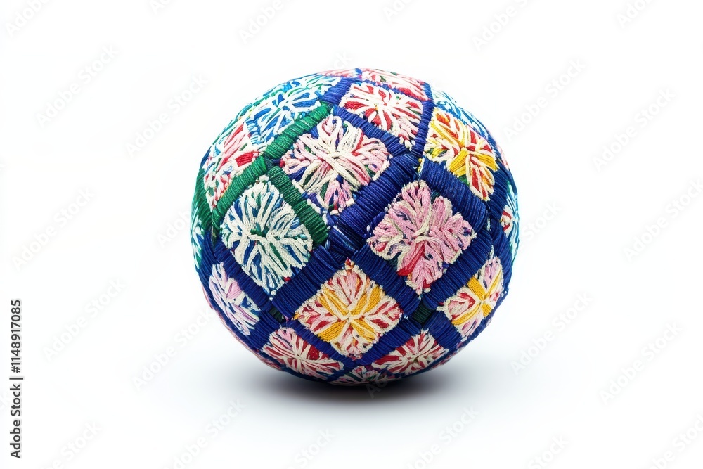 Colorful Japanese temari ball on a white background Colorful Japanese temari ball on a white background