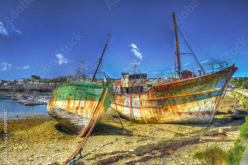 Obraz na płótnie Cemetery old ships of Camaret-sur-Mer, Brittany, France w salonie