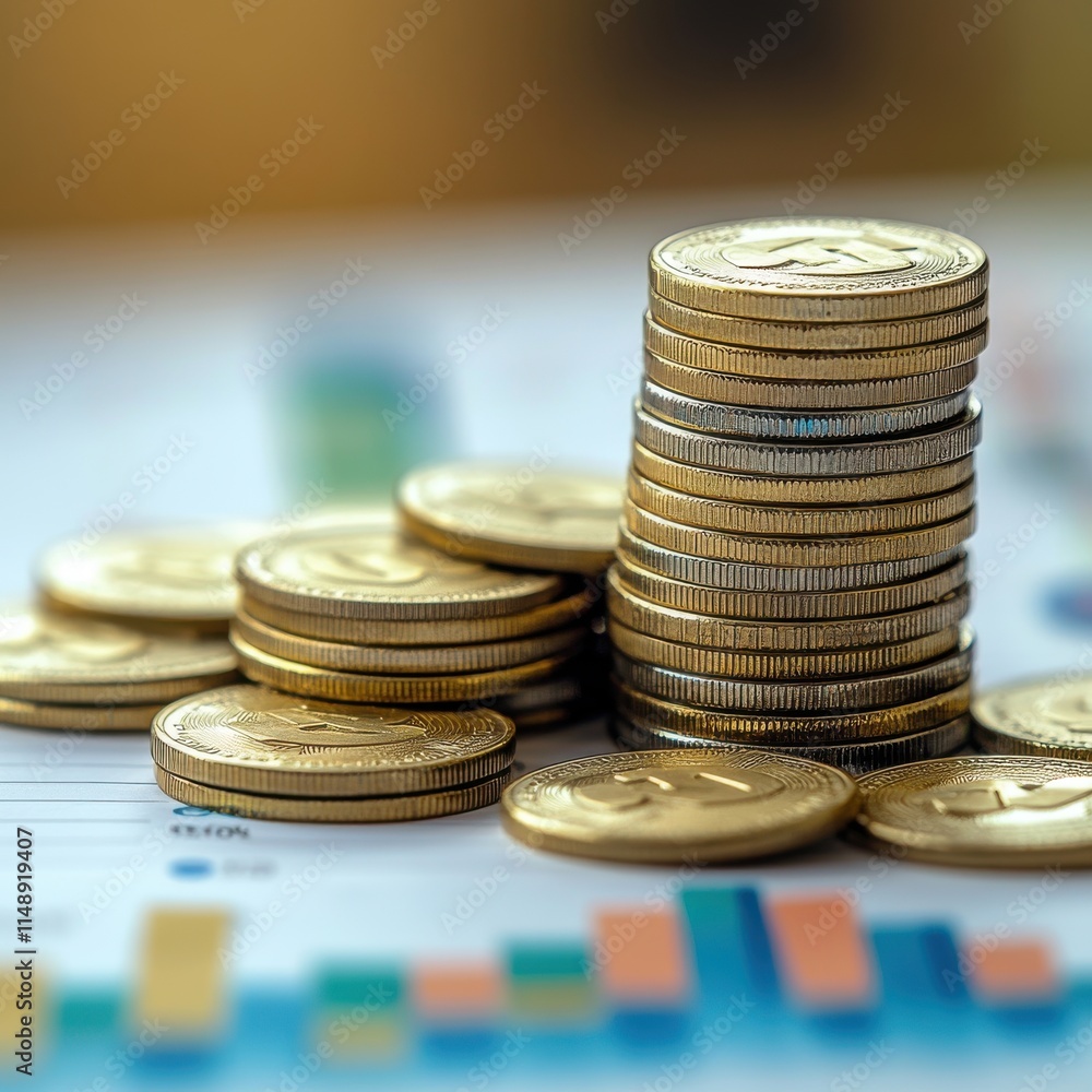A strategic pile of golden coins with financial graphs in the background, symbolizing wealth and investment strategies. A strategic pile of golden coins with financial graphs in the background, symbolizing wealth and investment strategies.