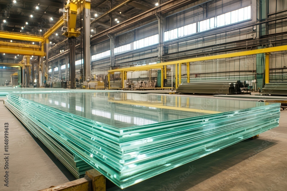 Fototapeta premium Custom sized tempered clear float glass panels from factory sheets