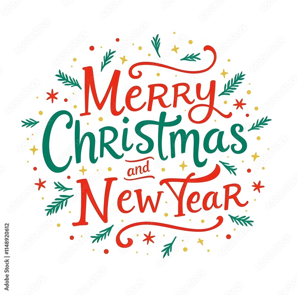 Merry Christmas and New year design writing on white background Merry Christmas and New year design writing on white background