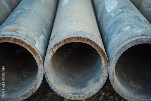 Drain pipes made of asbestos at the construction site photo