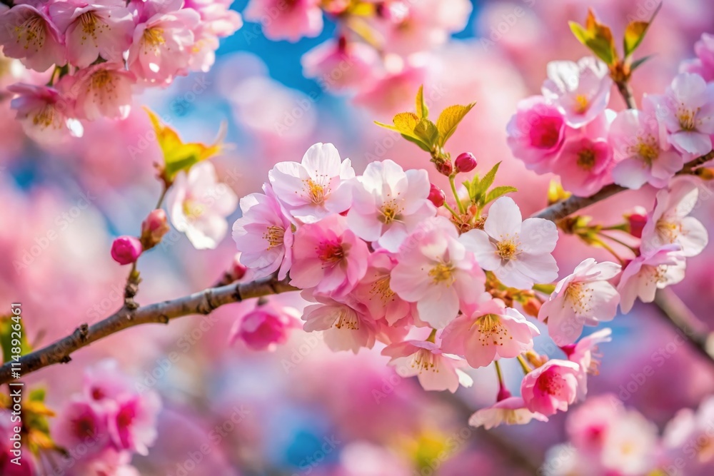 Delicate Pink Cherry Blossoms in Gentle Breeze, Springtime Japan Delicate Pink Cherry Blossoms in Gentle Breeze, Springtime Japan