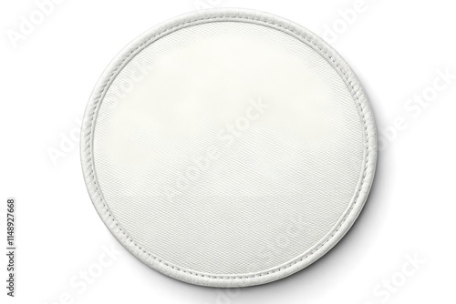 Blank White Round Embroidered Patch Mockup, Top View, 3D – Ideal for Branding, Military, Textile, and Custom Patch Designs.