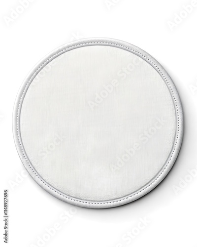 Blank White Round Embroidered Patch Mockup, Top View, 3D – Ideal for Branding, Military, Textile, and Custom Patch Designs.