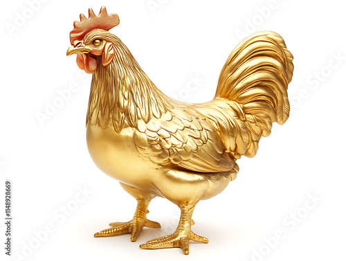 Rooster gold shapped Chinese zodiac on white background