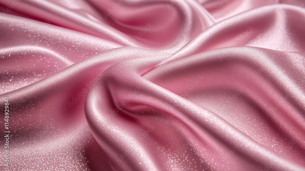 Obraz premium Pink Glittering Silk Fabric Draped Softly