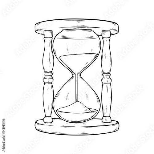 old hourglass vector line art drawing illustration