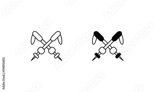 Ski poles icons set vector stock illustration