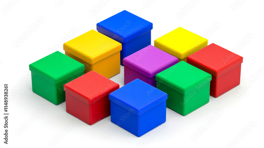 Colorful arrangement of square gift boxes in vibrant shades Colorful arrangement of square gift boxes in vibrant shades