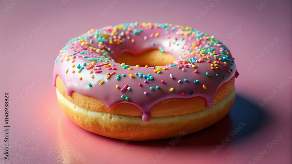 Delicious Glazed Donut 3D Render, Sweet Pastry, Bakery Treat, Sprinkles, Confectionery Delicious Glazed Donut 3D Render, Sweet Pastry, Bakery Treat, Sprinkles, Confectionery