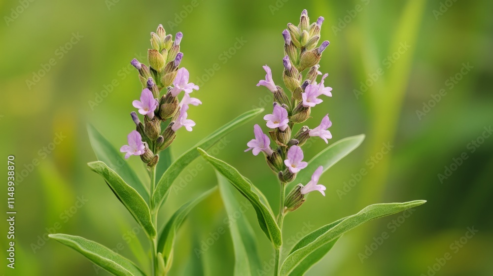 Delicate Lavender Blooms Surrounded by Lush Green Foliage Delicate Lavender Blooms Surrounded by Lush Green Foliage