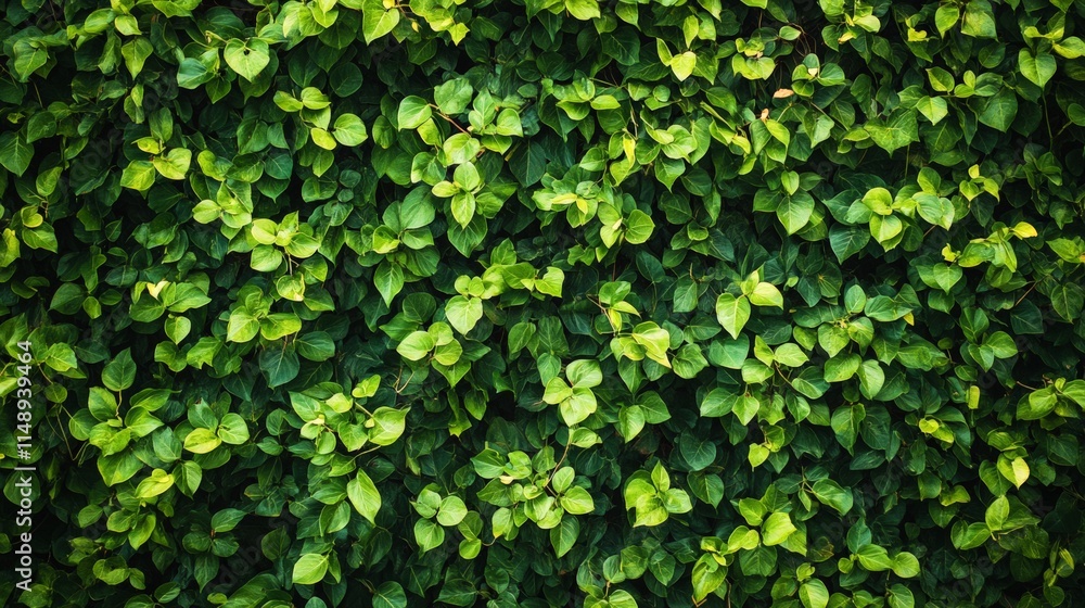 Lush Green Foliage with Vibrant Leaves on a Natural Wall Surface Lush Green Foliage with Vibrant Leaves on a Natural Wall Surface