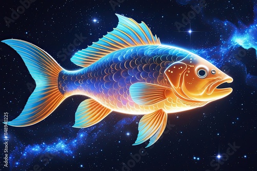 Celestial Pisces Glowing Fish in Endless Space and Imagination