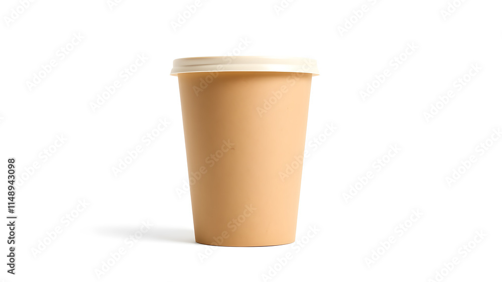 Minimalist Blank Kraft Coffee Cup. paper cup, Takeaway paper coffee cup isolated on white background, Blank take away kraft coffee cup. Generative AI Minimalist Blank Kraft Coffee Cup. paper cup, Takeaway paper coffee cup isolated on white background, Blank take away kraft coffee cup. Generative AI