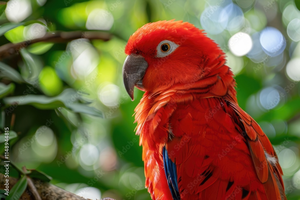 Obraz premium Majestic Red Parrot in KL Bird Park Exotic Beauty