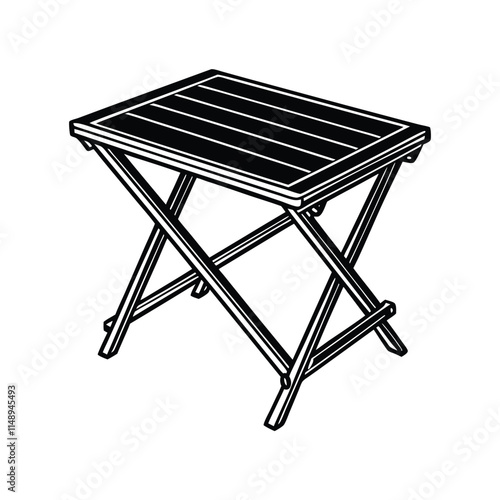 Simple Folding Table Silhouette Vector Illustration