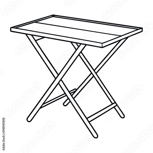 Editable Folding Table Outline Vector Graphic