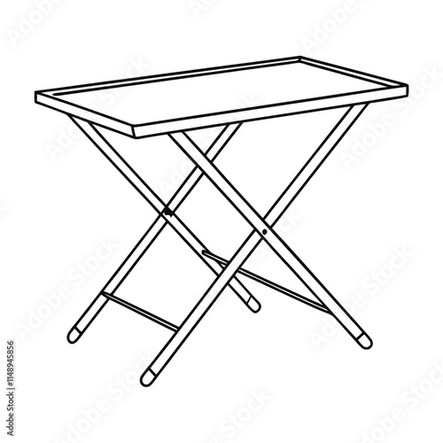 Editable Folding Table Outline Vector Graphic