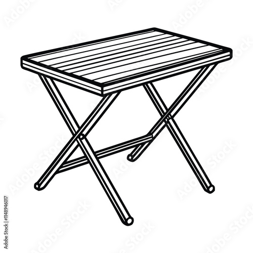 Simple Folding Table Silhouette Vector Illustration