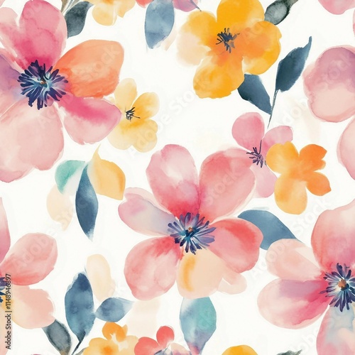 Sweet flower watercolor seamless pattern.soft pastel colors water color seamless pattern for beauty products or other