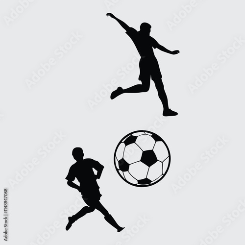 Scoccer image silhouette vector art and illustration