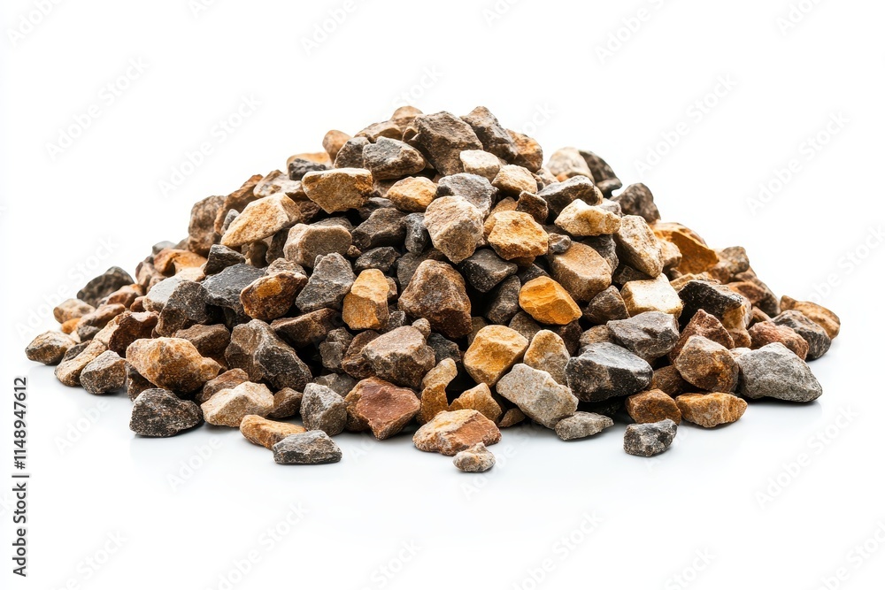 Obraz premium Stack of gravel or crushed rock for building against a white background
