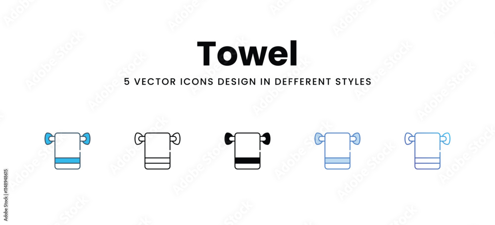 Towel icons in different style vector stock illustration Towel icons in different style vector stock illustration