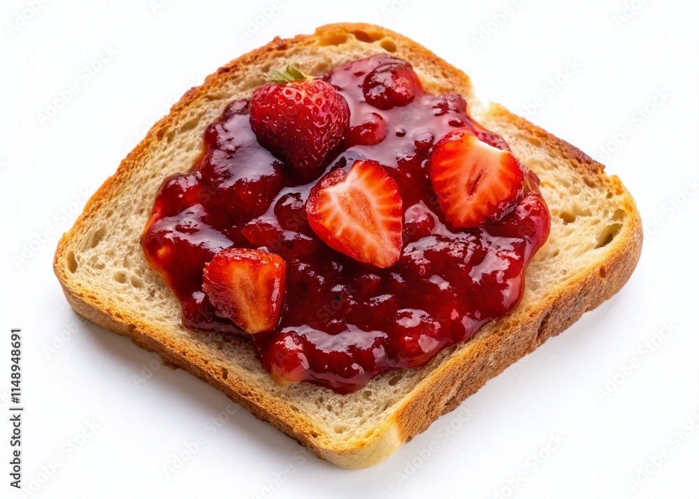 Delicious Strawberry Jam on Bread, Top View, Isolated Delicious Strawberry Jam on Bread, Top View, Isolated