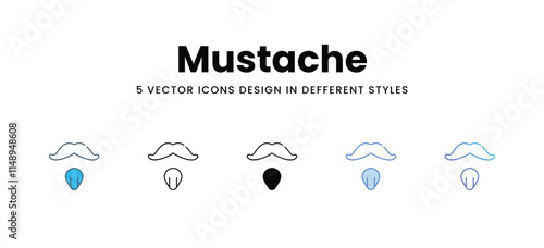 Mustache icons in different style vector stock illustration