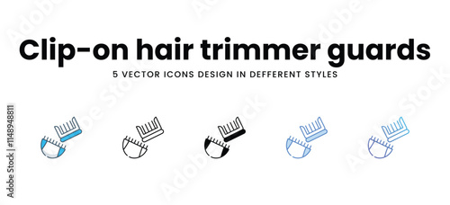 Clip-on hair trimmer guards icons in different style vector stock illustration