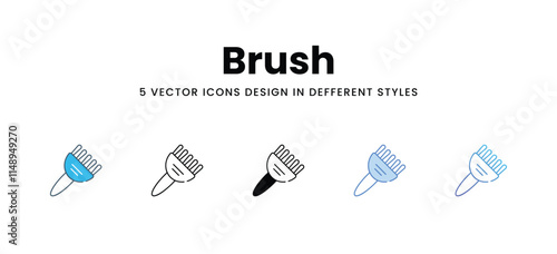 Brush icons in different style vector stock illustration