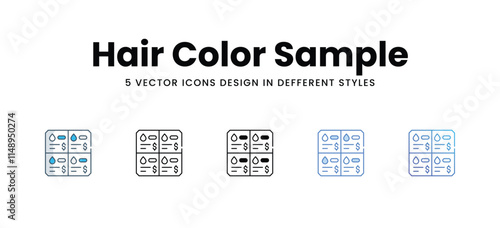 Hair Color Sample icons in different style vector stock illustration