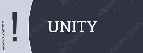 Unity. A blue banner illustration with white text. photo