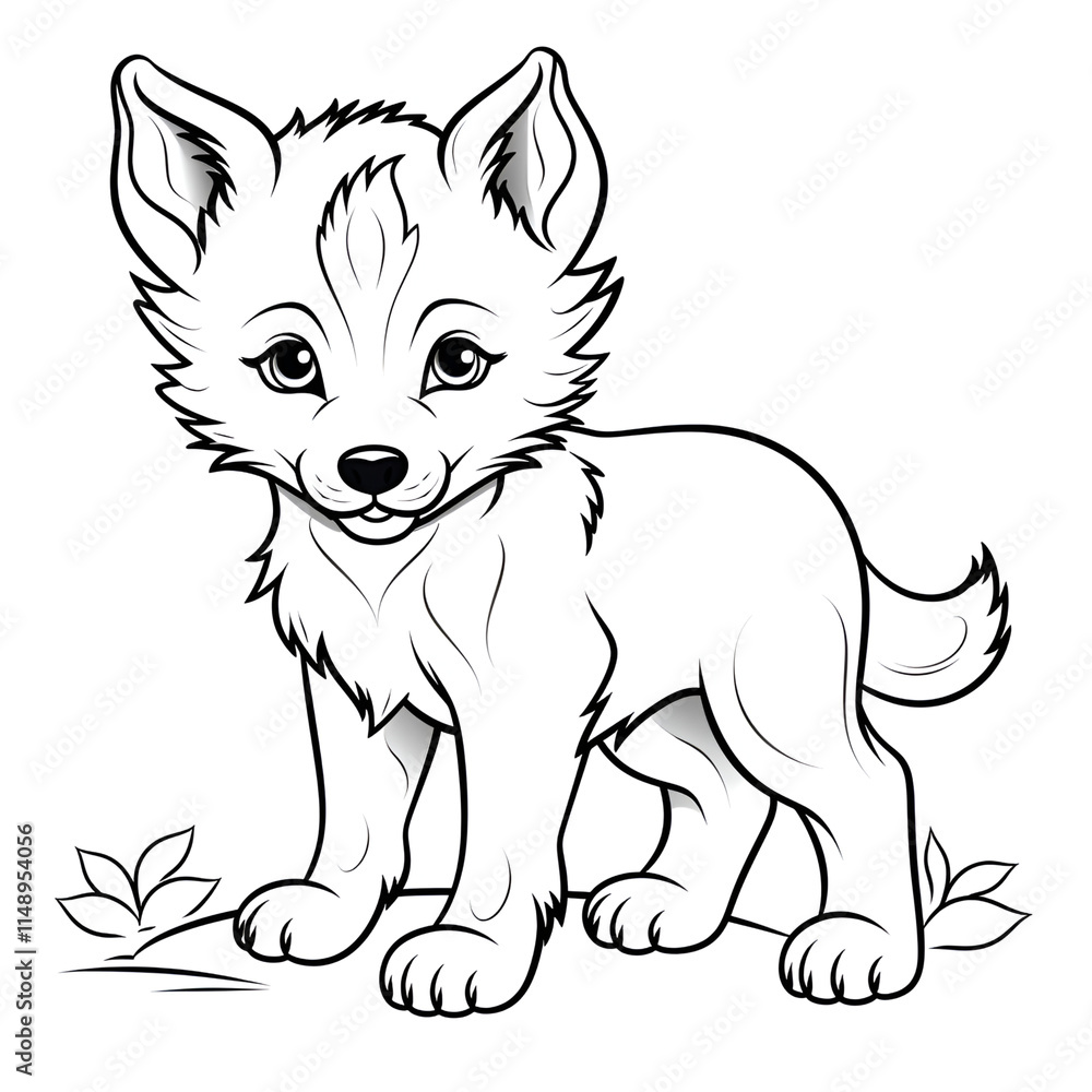 Fototapeta premium fox cartoon isolated on white,coloring page