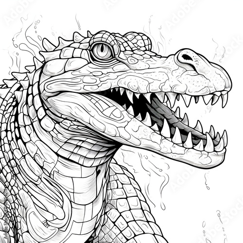 crocodile in the water coloring page