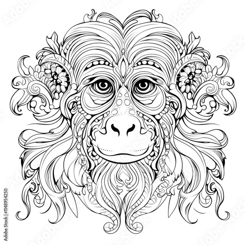 monkey head coloring book photo