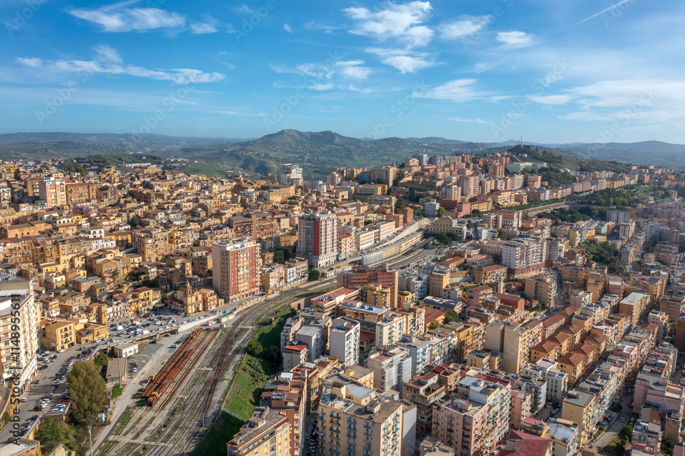 Aerial view to a city named Agrigento located in Sicily, Italy Aerial view to a city named Agrigento located in Sicily, Italy